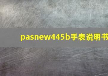 pasnew445b手表说明书