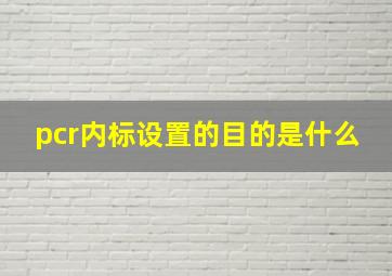 pcr内标设置的目的是什么