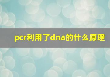 pcr利用了dna的什么原理