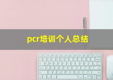 pcr培训个人总结