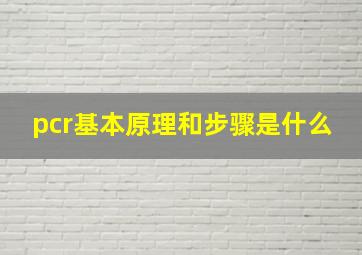 pcr基本原理和步骤是什么