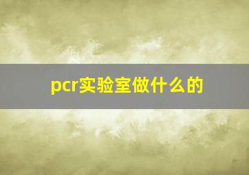 pcr实验室做什么的