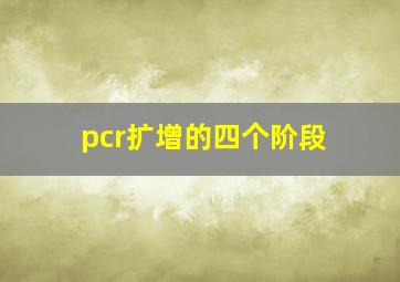 pcr扩增的四个阶段