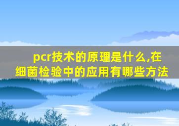 pcr技术的原理是什么,在细菌检验中的应用有哪些方法