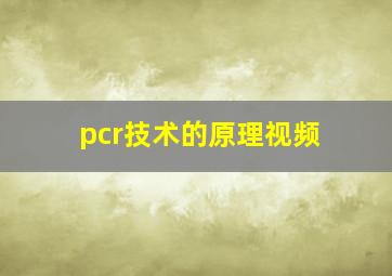 pcr技术的原理视频