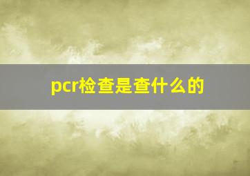 pcr检查是查什么的