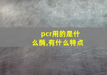 pcr用的是什么酶,有什么特点