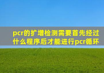 pcr的扩增检测需要首先经过什么程序后才能进行pcr循环