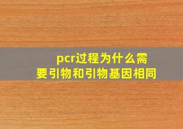 pcr过程为什么需要引物和引物基因相同