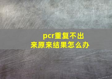 pcr重复不出来原来结果怎么办