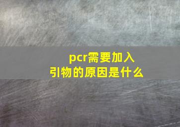 pcr需要加入引物的原因是什么