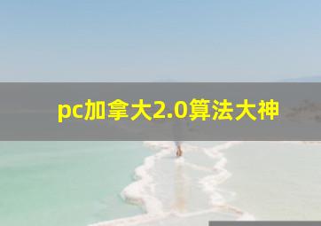 pc加拿大2.0算法大神