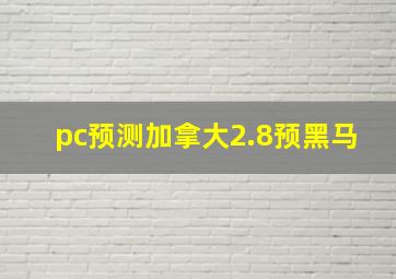 pc预测加拿大2.8预黑马