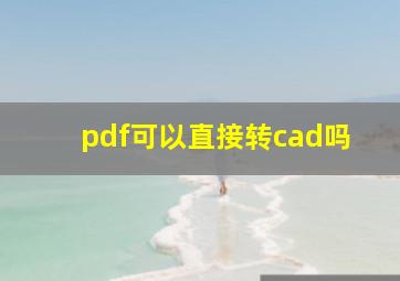 pdf可以直接转cad吗