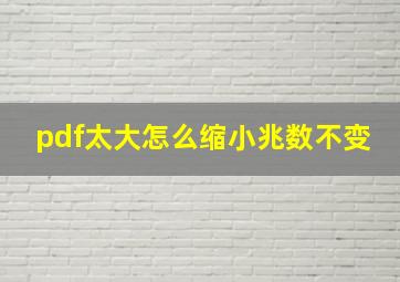 pdf太大怎么缩小兆数不变