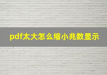 pdf太大怎么缩小兆数显示