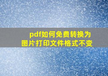 pdf如何免费转换为图片打印文件格式不变