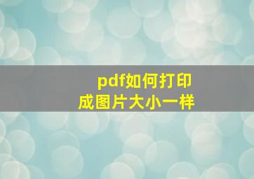 pdf如何打印成图片大小一样