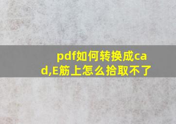 pdf如何转换成cad,E筋上怎么拾取不了