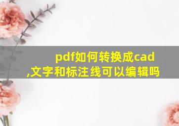 pdf如何转换成cad,文字和标注线可以编辑吗