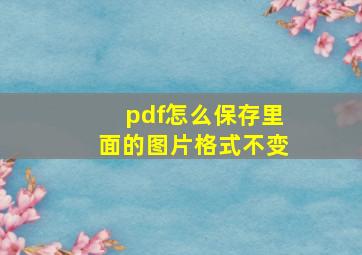 pdf怎么保存里面的图片格式不变