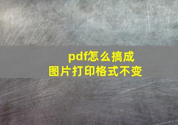 pdf怎么搞成图片打印格式不变