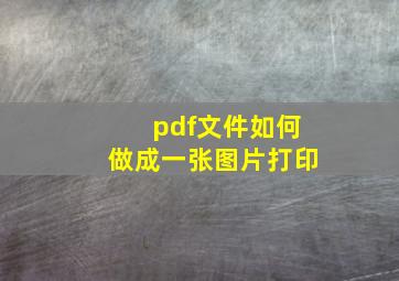 pdf文件如何做成一张图片打印