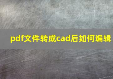 pdf文件转成cad后如何编辑