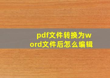 pdf文件转换为word文件后怎么编辑