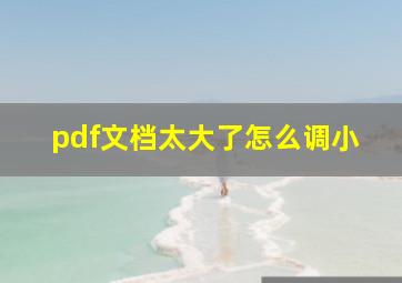 pdf文档太大了怎么调小