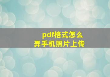 pdf格式怎么弄手机照片上传