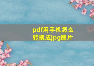 pdf用手机怎么转换成jpg图片