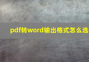 pdf转word输出格式怎么选