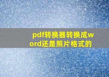 pdf转换器转换成word还是照片格式的