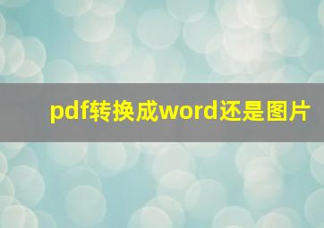 pdf转换成word还是图片