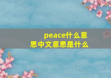 peace什么意思中文意思是什么