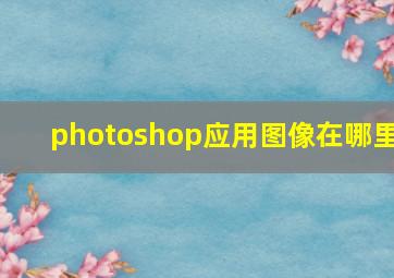 photoshop应用图像在哪里