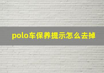 polo车保养提示怎么去掉