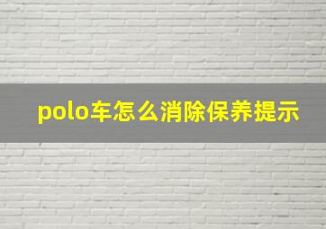 polo车怎么消除保养提示