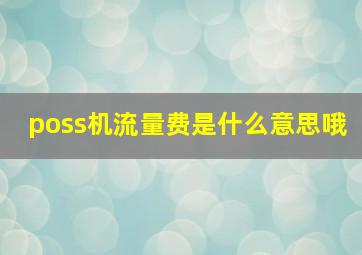 poss机流量费是什么意思哦