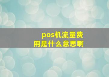 pos机流量费用是什么意思啊