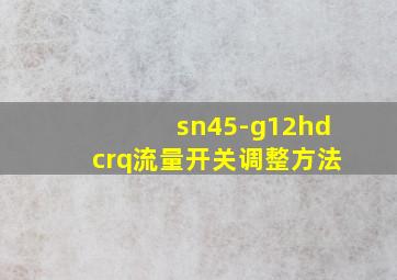 sn45-g12hdcrq流量开关调整方法