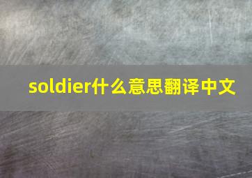 soldier什么意思翻译中文