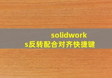 solidworks反转配合对齐快捷键