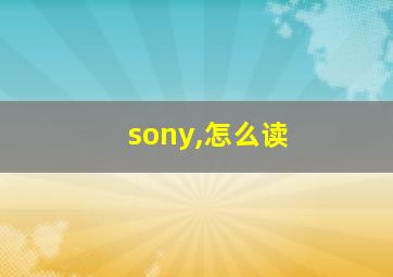 sony,怎么读