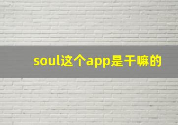 soul这个app是干嘛的