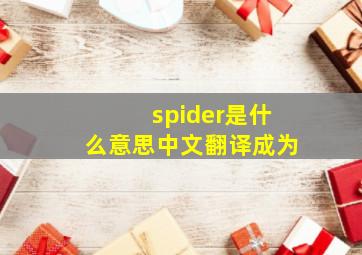 spider是什么意思中文翻译成为