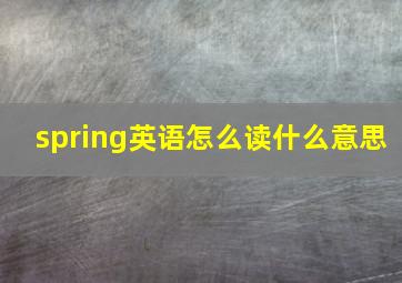 spring英语怎么读什么意思