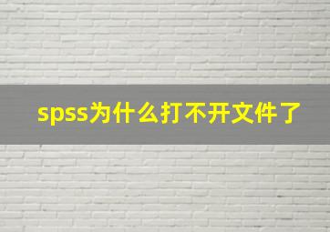 spss为什么打不开文件了