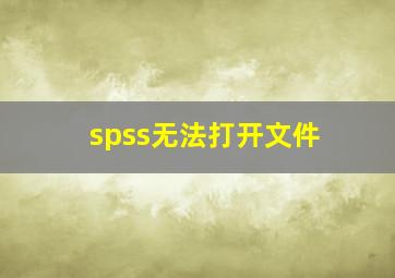 spss无法打开文件